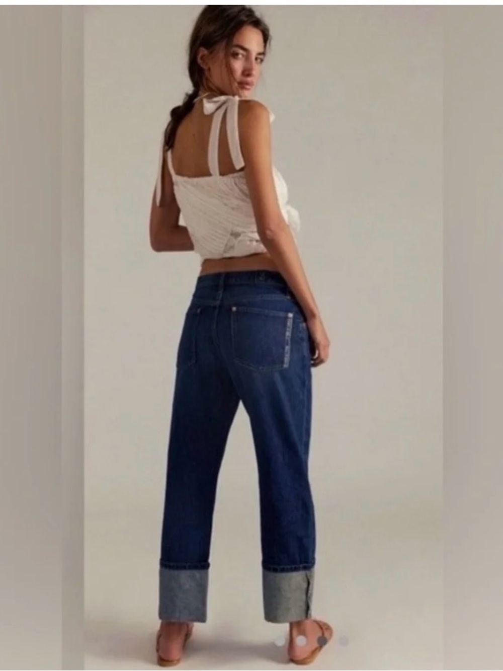 FREE PEOPLE We the Free Slim Selvedge Wide Cuffed Jeans 32 - Picture 16 of 16